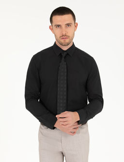Siyah Slim Fit Uzun Kollu Klasik G_mlek