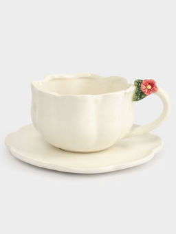 Пара чайная, 1 перс, 2 пр, 360 мл, керамика, молочная, Цветок, Gentle flower