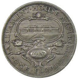 Монета 1 флорин 1927 года Австралия Открытие здания парламента в Канберре