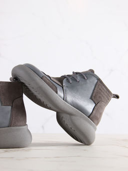 Ботинки 305.927gr.Серая вакса+серый замок замша/байка