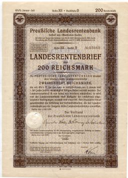 Облигация 4,5% 200 рейхсмарок 1939 года Германия