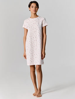 Сорочка ночная женская розовая с цветочным принтом