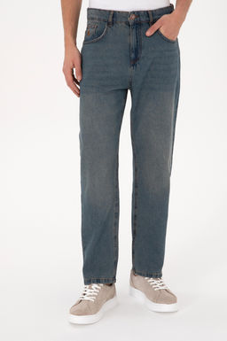 Erkek Ye_il Loose Fit Jean Pantolon
