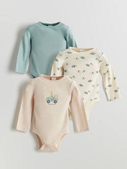 Bask?l? Erkek Bebek ??t??tl? Body 3l?