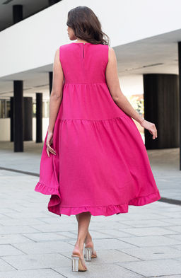 Ассиметричное платье фуксия - Donna saggia фото 4