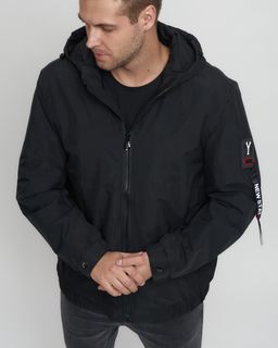 Куртка спортивная мужская на резинке большого размера черного цвета 88657Ch - Wonderrman фото 8