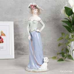 Статуэтка Дама с собакой 37 см / HW-16 /уп 12/