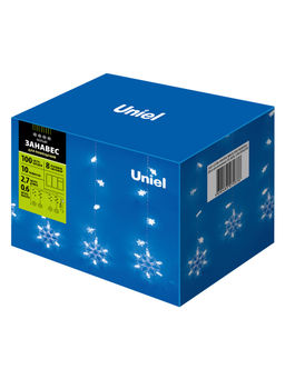 ULD-E2706-100/DTA WHITE IP20 SNOWFALL Занавес светодиодный фигурный с контроллером Снегопад. 10 нитей. 100 светодиодов. Размер 2,7х0,6м. Цвет свечения белый. IP20. Провод прозрачный. Упаковка картон. - Volpe фото 6