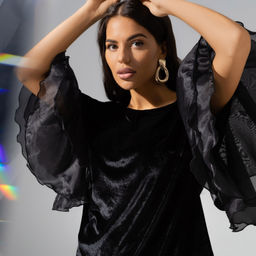 Блуза из бархата и органзы Молниеносная влюбленность (black) - Charutti фото 9