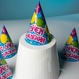 Колпак бумажный С днём рождения, воздушные шарики, набор 6 шт. - Страна карнавалия фото 6