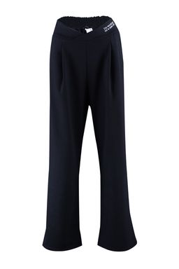 Siyah Bask? Detayl? Wide Leg/Rahat Kesim Asimetrik Bel Orme Pantolon TWOAW23PL00389