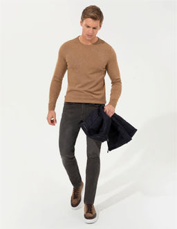 Camel Melanj Slim Fit Bisiklet Yaka Basic Triko Kazak - Pierre cardin фото 2