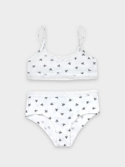 Комплект для девочек белый с принтом бантики