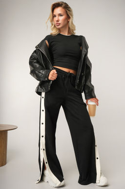 Женские брюки с заклепками из футера Happyfox