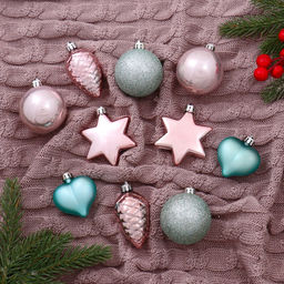 Ёлочные игрушки Джоан, новогодние, набор 10 шт., розово-зелёный - Зимнее волшебство фото 2
