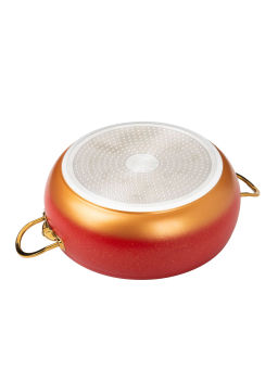 Кастрюля с крышкой стеклянной 22 х 10 см (3,5 л) с АПП, цв. красный/золотой, арт. 3000-RD/GD-22 - D.L.K. фото 3