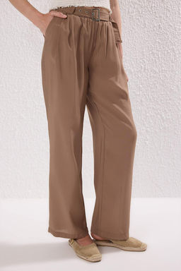 Trendyolmilla Haki Modal Yumusak Tuseli Kemerli Wide Leg/Genis Paca Pantolon TWOSS25PL00112 фото 3
