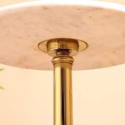 Столик кофейный, 40×40×59 см, мрамор, алюминий, дерево