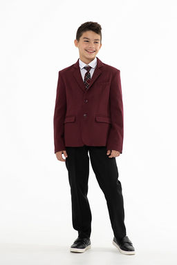 Бордовый пиджак школьный для мальчика Инфанта, модель 0501