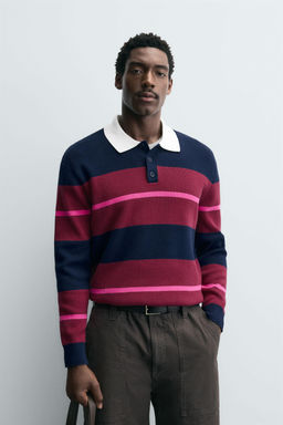 STRIPED KNITTED POLO SHIRT - Zara фото 2