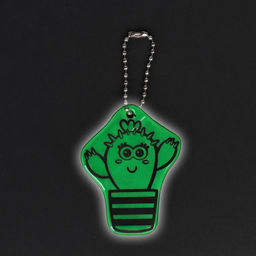 Цена за 4 шт. Светоотражающий элемент «Кактус», двусторонний, 6×4.6 см, зелёный