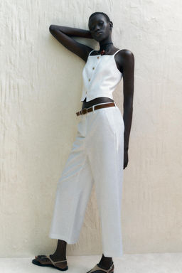 LINEN BLEND CULOTTES WITH BELT - Zara фото 3