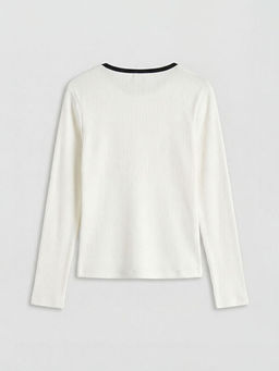 Bisiklet Yaka Kalp Detayl? K?z ?ocuk Ti??rt