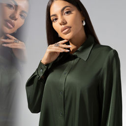 Рубашка струящаяся Цветущее очарование (green) - Charutti фото 3