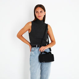 Сумка-багет на молнии, цвет чёрный - Simaland фото 8