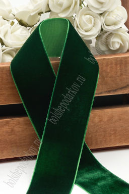 Лента бархатная 3,8 см*10 ярд (SF-5814) зеленый №164