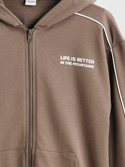 Kap??onlu Erkek ?ocuk Fermuarl? Sweatshirt