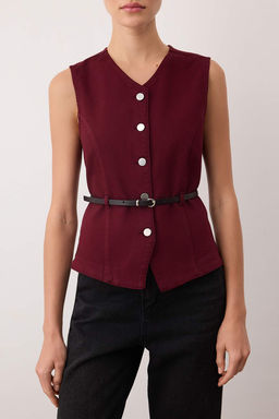 TRENDYOLMILLA Koyu Mavi Kemer Detayl? Denim Yelek TWOAW25YE00101  фото 7