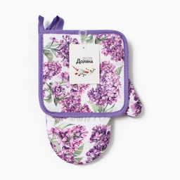 Набор кухонный «Сирень» варежка-прихватка 20×27 см, прихватка 17×17 см 100% п/э