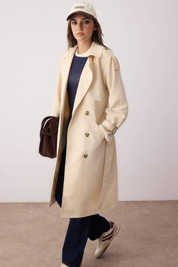 Trendyolmilla Haki Kemerli Ruzgarl?k Detayl? Su Itici Uzun Trenckot TWOSS21TR0005  фото 20