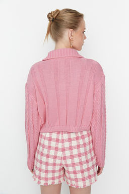 Pembe Crop Polo Yaka Triko H?rka TWOAW22HI0448