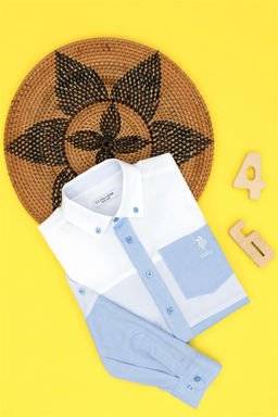 U. S. Polo Assn Синяя рубашка с длинным рукавом для мальчика