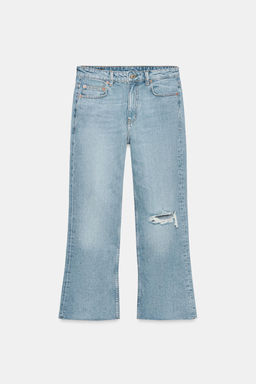 JEANS ZW COLLECTION RELAXED BOOTCUT TIRO MEDIO CROPPED / Azul claro - Zara фото 8