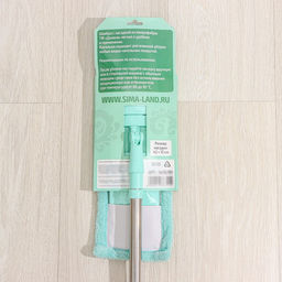 Швабра для мытья пола плоская Доляна, насадка из микрофибры 40?10 см, телескопическая стальная ручка 68(122) см  фото 7