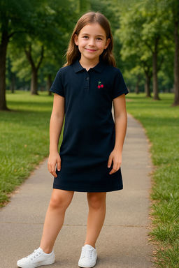 Lacivert K?z Cocuk %100 Pamuk Meyve Nak?sl? Polo Yaka k?sa Orme Elbise TKDSS25EL00085