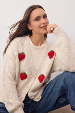 Tas Yumusak Dokulu Meyve Islemeli Genis Kal?p Triko H?rka TWOAW26HI00117