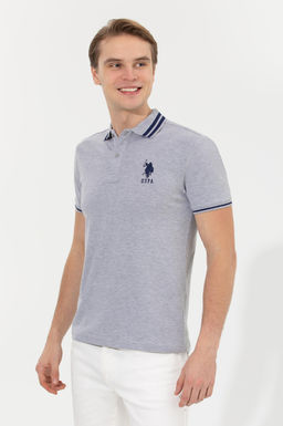 U. S. Polo Assn Мужская серая меланжевая базовая футболка с воротником-поло