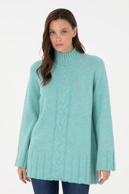 Женский свитер с водолазкой цвета морской волны Неожиданная скидка в корзине