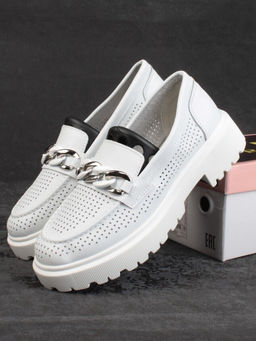 03-PDD153-1 WHITE Лоферы женские (натуральная кожа)