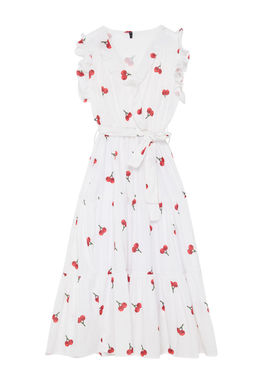 TRENDYOLMILLA Beyaz Kusakl? A Kesim Kruvaze Yaka Midi Dokuma Elbise TWOSS24EL00914  фото 14