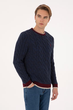 Erkek Lacivert Regular Fit Bisiklet Yaka Kazak