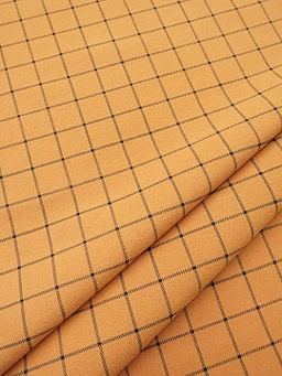 Теплый хлопок Клетка-штрих цв.морковно-оранжевый, ш.1.5м, хлопок-100%, 160гр/м.кв