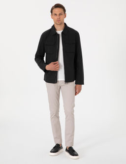 Siyah Rregular F_t Fermuarl_ _nce Ceket - Pierre cardin фото 4