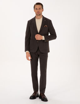 Kahverengi Slim Fit Flanel Dokulu Kuma_ Pantolon