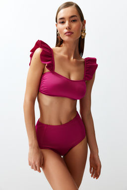 TRENDYOLMILLA Fusya Bralet F?rf?rl? Dokulu Yuksek Bel Hipster Bikini Tak?m? TBESS22BT0049 фото 46