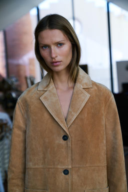 CHAQUETA 100% PIEL ANTE / Tostado - Zara фото 15